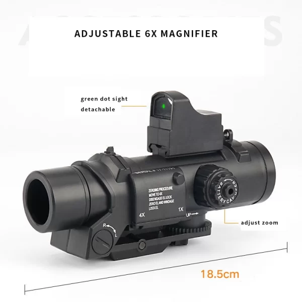 Aiming Train Head Scope 6X Adjustable Plastic Side Aim Red Dot Scope Conch Design Green Laser