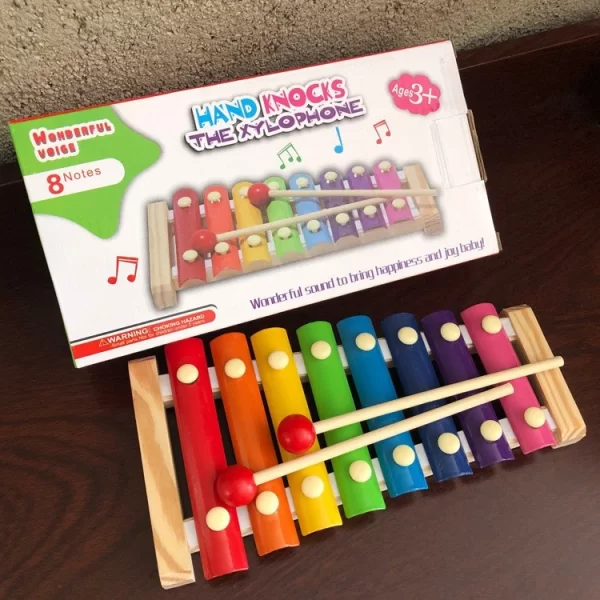 Wooden Montessori Preschool Toys Mini 8 Notes Hand Xylophone Musical Instruments Puzzles Educational Toy For Kids