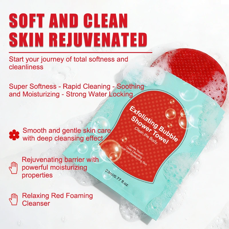 Gentle Touch Self-Foaming Body Peeling Pad – Vitamin C & Turmeric Exfoliating Shower Mitt - Image 3