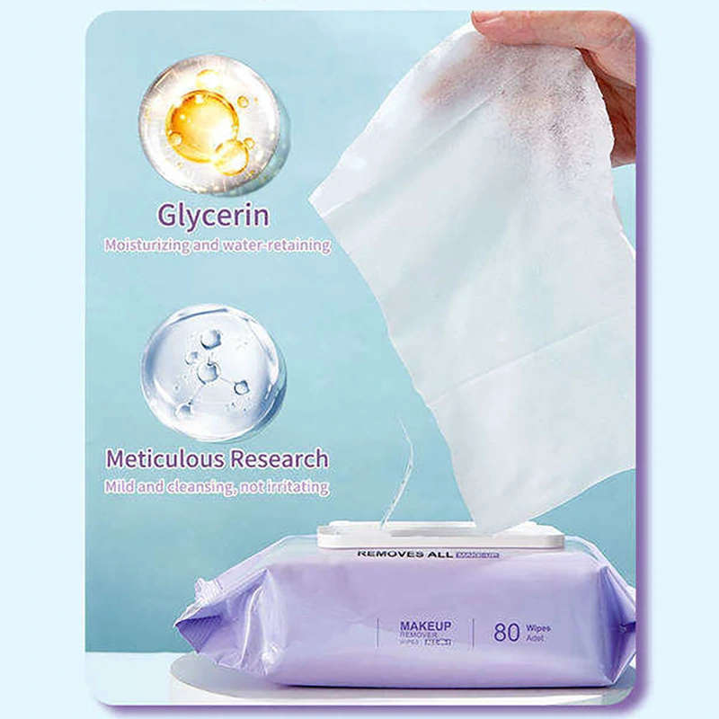 Gentle Micellar Cleansing & Makeup Remover Wipes – 80ct High-Capacity Soft Spunlace Cloths - Image 3